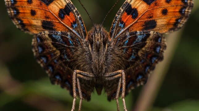 Close up photograph of a butterfly with intricately patterned wings