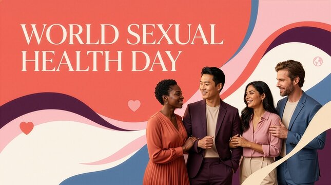 World Sexual Health Day Awareness Poster with Diverse Adults, Healthcare, Connection and Global Wellness Concept