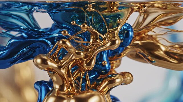 Macro abstract liquid forms continuously morphing and flowing into each other
