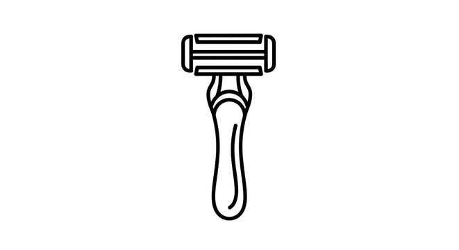 Minimal Black Outline Razor Icon for Shaving, Grooming, Personal Care, and Hygiene Concepts on a Clean White Background