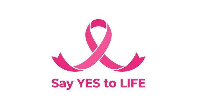 Pink heart-shaped symbol with text saying yes to life in modern minimalist style flat design positive affirmation graphic element minimalist aesthetic positive uplifting