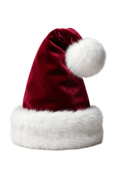 Luxurious red velvet Santa hat with white fur trim