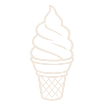 Soft serve ice cream swirl on waffle cone aesthetic line art sketch illustration cutout design element