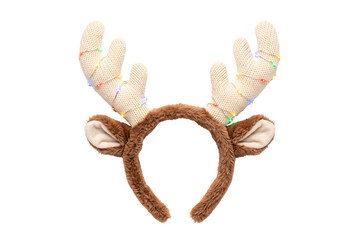 Festive reindeer antler headband with colorful string lights © PEE PHIBAN
