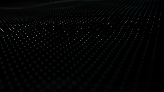 Subtle dark waves move through a barely glowing digital grid, creating a mysterious minimalist environment inspired by advanced technology and cyberspace.