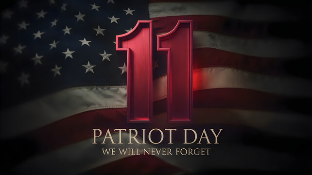 Patriot day remembrance poster with american flag and stars