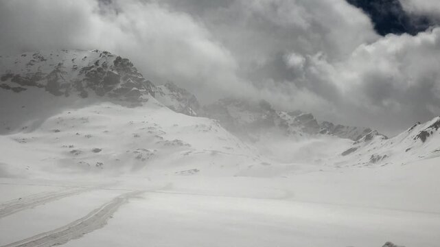 Snowy peaks and rugged ridges in Ovit Rize Turkey show remote winter mountain scenery.