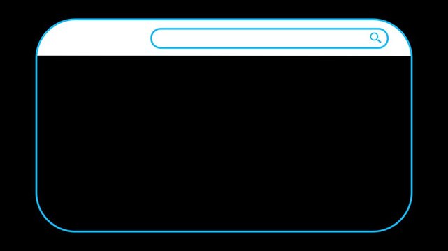 Web Browser Window Animation with Search Bar and Minimal Interface on Black Background.