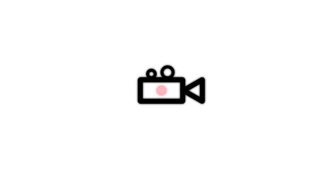 glowing camera record icon with flashing Red dot .Camera Recording Indicator Animation REC Icon Video Capture Loop 4K animation video
