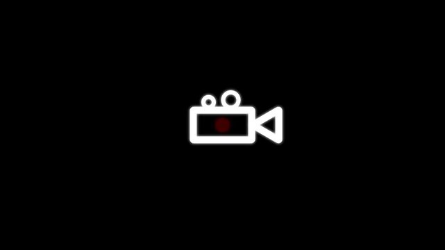 glowing camera record icon with flashing Red dot .Camera Recording Indicator Animation REC Icon Video Capture Loop 4K animation video