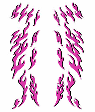 Set of purple flames livery design for drift cars