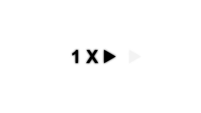 White Minimalist 1 X Fast Forward Playback Speed Icon Animation .speed for music, video concept. 4k animation video