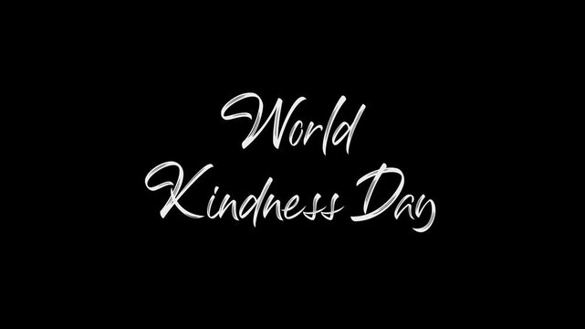 Minimalist World Kindness Day typography on solid black for holiday greetings, social awareness, and international celebration events