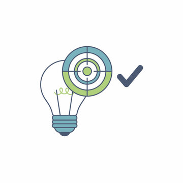 Innovative business target achieved with creative lightbulb concept illustration with symbolizing successful idea implementation goal achievement business context