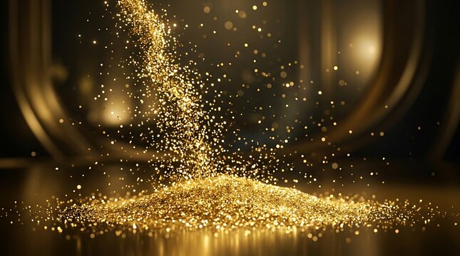 Golden glittering diamond crystal texture background.