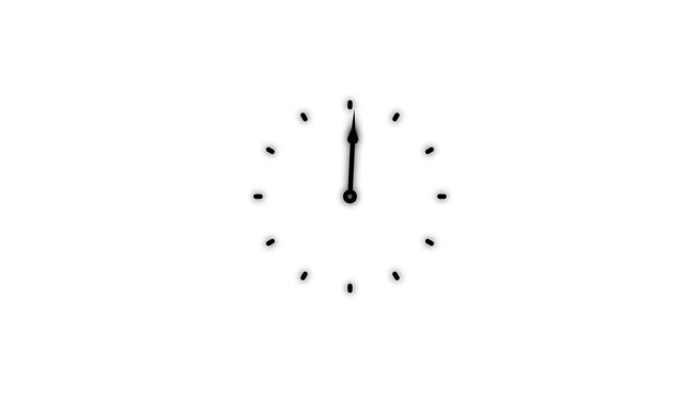Clock spinning, watch animation on white background with alpha channel. Clock icon flat style.Animated clock hands rotating in seamless loop.4k animation video ..