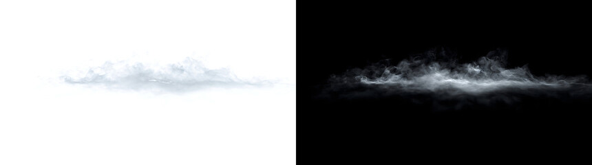 White mist drifts low along the horizon on black ideal for design with PNG, Transparent and Black Background Versions © Tanay