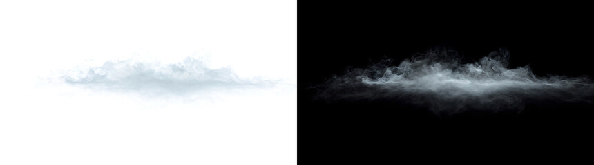 White smoke wisps drift low along a black horizon ideal for design with PNG, Transparent and Black Background Versions © Tanay