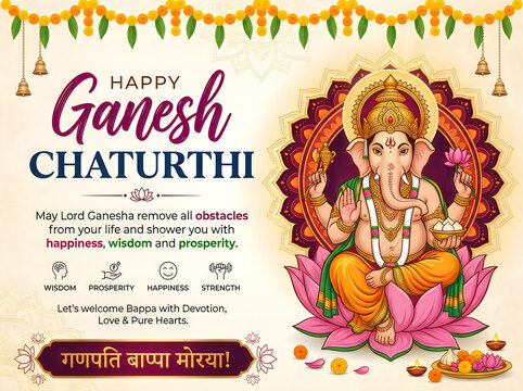 Happy ganesh chaturthi celebration illustration