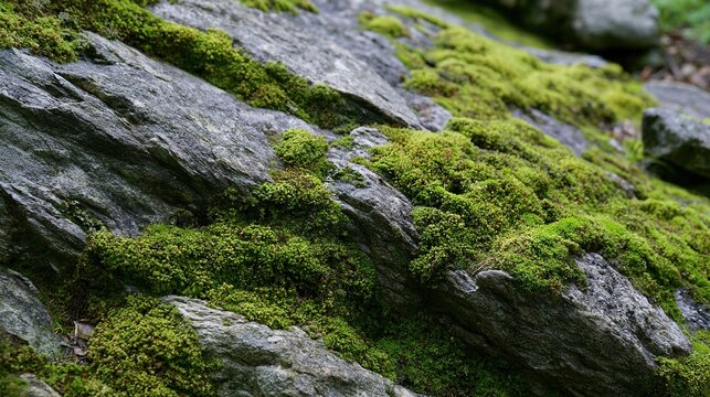 Moss-Covered Grey Rock Contrast Texture