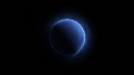 Fototapeta premium Glowing blue planet in deep space with dark atmosphere and celestial light