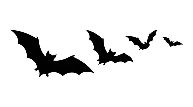Horizontal row of four black bat silhouettes.