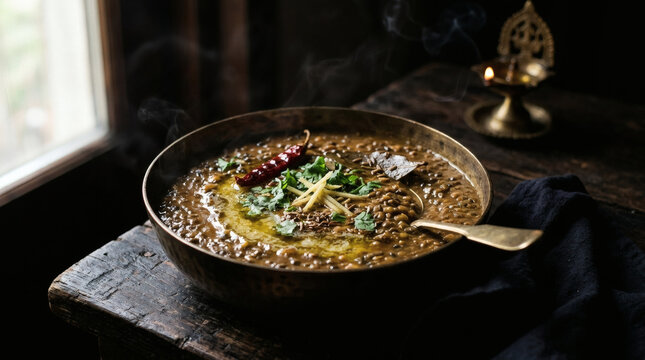 Langar Wali Dal Rustic Indian Curry in Bronze Bowl Gurdwara Heritage