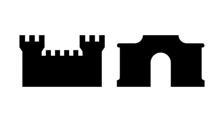 Castle turret and triumphal arch silhouettes against a white background architecture archway © Gahima