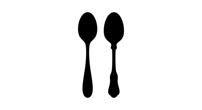 Two silver spoons depicted as a black silhouette against a white background