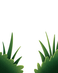 Fototapeta premium Green Bush and Grass Blades Illustration Frame for Background Design