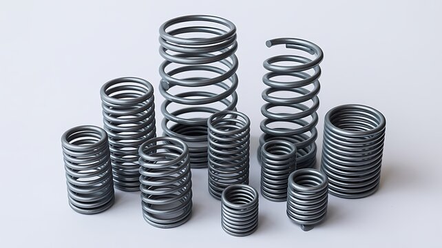 Industrial metal compression springs set isolated 