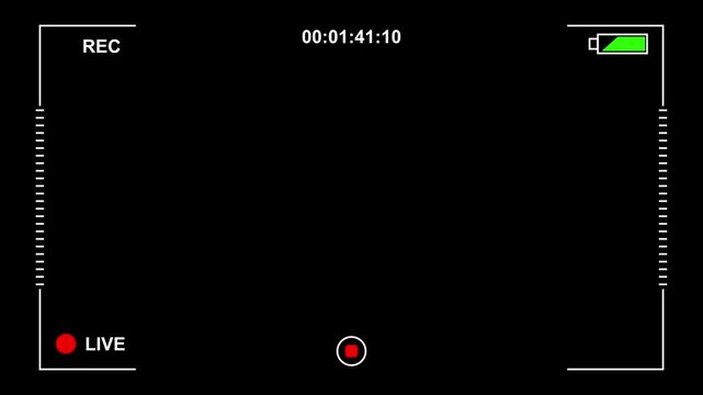 frame of the video camera screen in 4k resolution .Camcorder viewfinder with green screen. Recording concept with Camera recording screen in alpha. 4k animation video .