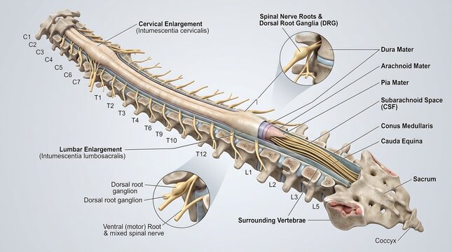 Human Spinal Cord Anatomy and Vertebral Structure