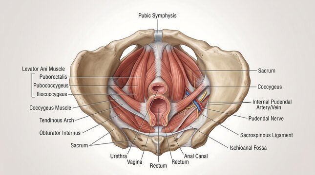 Anatomical Illustration of Female Pelvic Floor Muscles