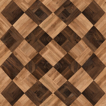 3D Cube Optical Illusion Parquet Wood Flooring Pattern B Seamless Texture Map