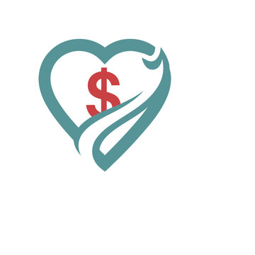 Heart shape with dollar sign and swoosh