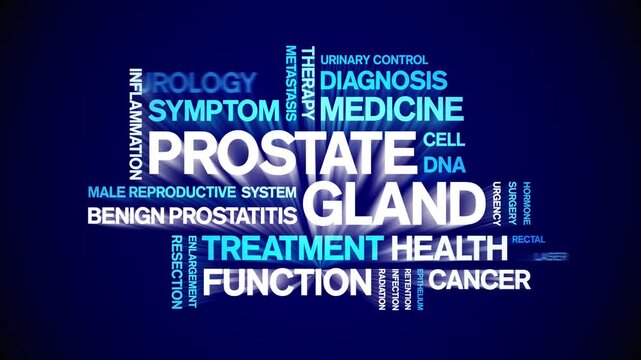 Prostate Gland animated word cloud-animation tag kinetic typography seamless loop.