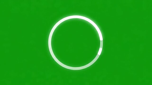 Minimalist loading circle animation spinning clockwise on a bright green screen background for video editing