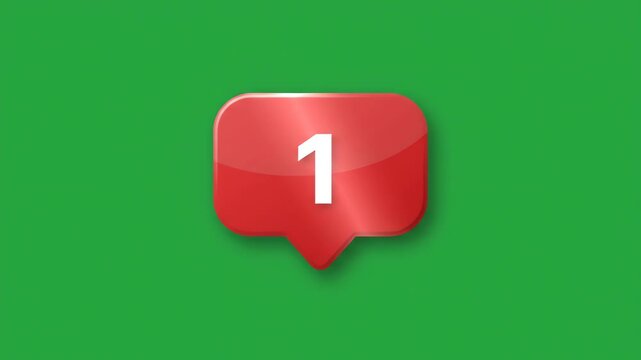 Modern digital social media notification bubble popping up with subtle bounce animation on chroma key green screen background