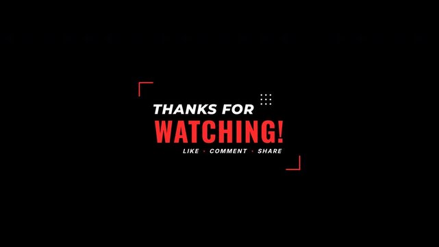 Thanks for watching video outro, social media end screen, red call to action text