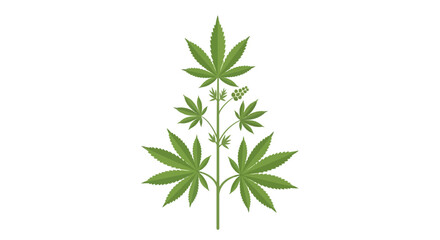 Naklejka premium A stylized green cannabis plant illustration isolated on a white background.