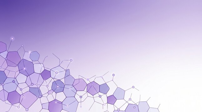 Abstract purple geometric pattern with hexagon shapes and soft flowing wave lines background