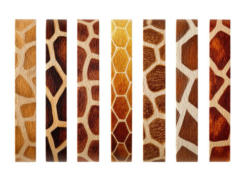 Giraffe pattern hide strips in warm brown and ochre shades for safari themed graphic elements.