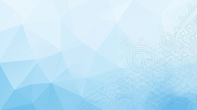 Light blue abstract background with decorative mandala pattern and soft geometric shapes