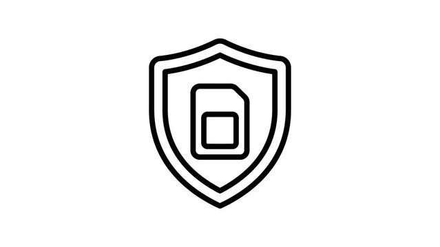 Secure sim card inside shield icon for protection and privacy.