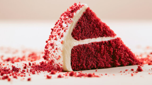 luxurious red velvet cake slice with cream cheese frosting