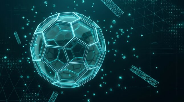 Fullerenes and carbon nanotubes, nano technology, science abstract background, molecule.