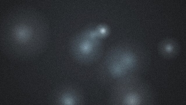 Abstract dark gray background, featuring soft glowing, circular light orbs, with grainy texture effect