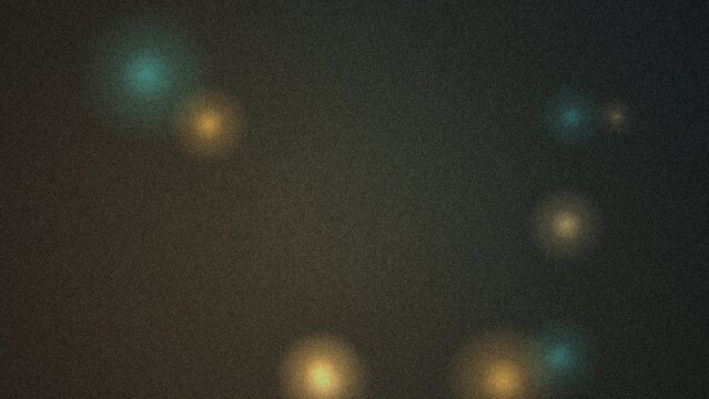 Dark grey background, featuring soft glowing, yellow and teal, circular orbs with, a grainy texture