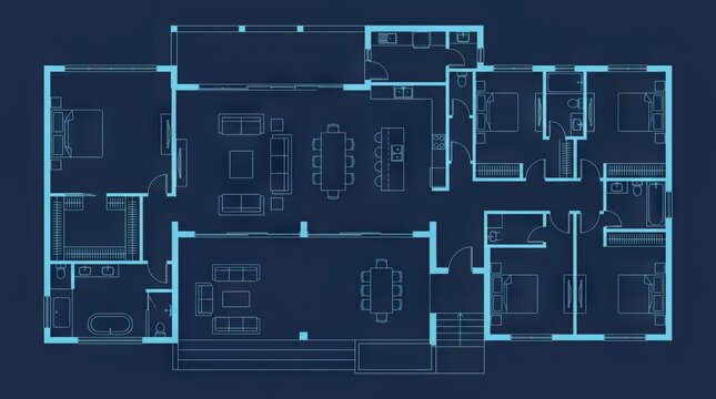 Modern residential architectural floor plan design